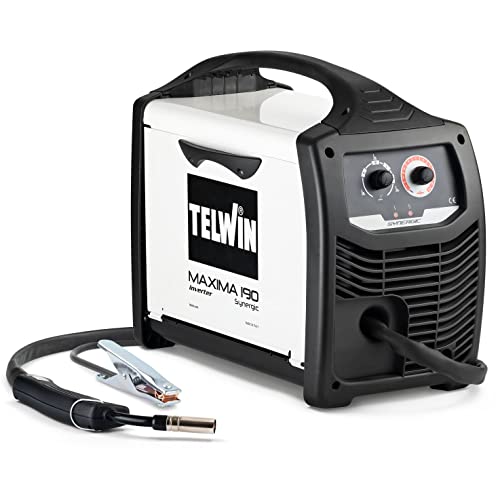 Telwin 816086 Maxima 190 Synergic Saldatrice Inverter A Filo Mig-Mag/Flux/Brazing, 230 V, Maxima 190, Bianco