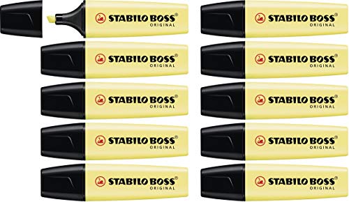 Evidenziatore - Stabilo Boss Original Pastel - Confezione Da 10 - Giallo Banana