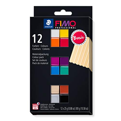 Staedtler 8043 C12-1 Fimo - Pasta Professionale Per Modellare Il Forno, Astuccio Di Cartone Con 12 Colori Basici Assortiti.