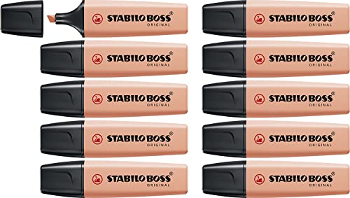 Evidenziatore - Stabilo Boss Original Pastel - Confezione Da 10 - Rosa Pesca