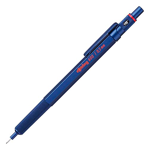 Rotring Matita Meccanica 600 | 0,5 Mm | Matita Per Corpo Interamente In Metallo Blu | Impugnatura Zigrinata Antiscivolo E Canna Esagonale