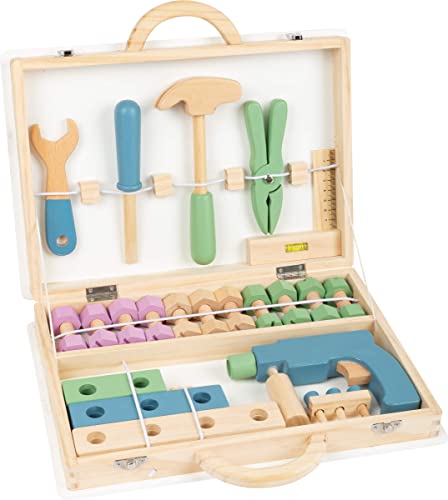 Small Foot Foot-11505 Cassetta Degli Attrezzi Nordic, Legno, Set Di Viti, 32 Pezzi Giocattoli, Multicolore, Small, 11505