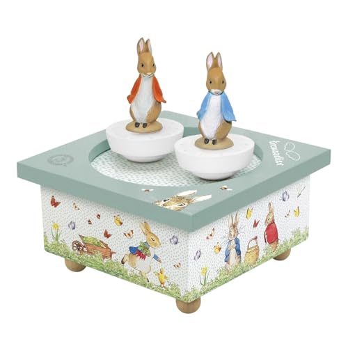 Trousselier - Peter Rabbit - Carillon Danzante - 2 Figure Rimovibili - Facile Da Usare - Menuet De Mozart - Colore Verde - 2 Pezzi