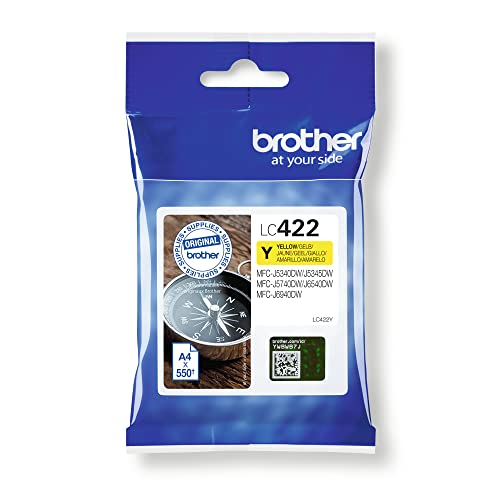 Brother Lc422Y Cartuccia Inkjet Originale, Fino A 550 Pagine, Per Stampanti Mfcj5340Dw, Mfcj5740Dw, Mfcj6540Dw, Mfcj6940Dw, Giallo