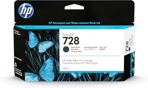Hp 728 3Wx25A, Cartuccia Originale Hp Da 130 Ml, Compatibile Con Designjet T830 E T730, Nero Opaco