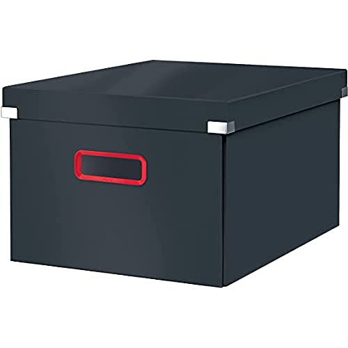 Leitz Click & Store Wow Scatola Archivio Media, Per Riporre E Trasportare Documenti A4 E Oggetti Di Medie Dimensioni, Adatta A Casa E Ufficio, Grigio