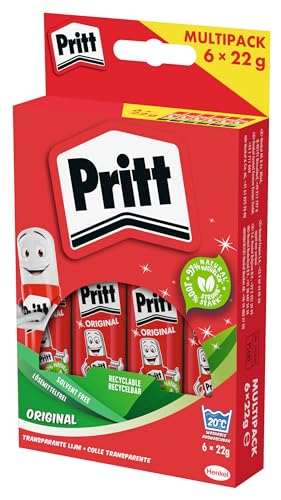 Pritt Colla Stick, Sicura E Adatta Ai Bambini Per Arti Mestieri, Forte Scuola Ufficio, 6X 22 G