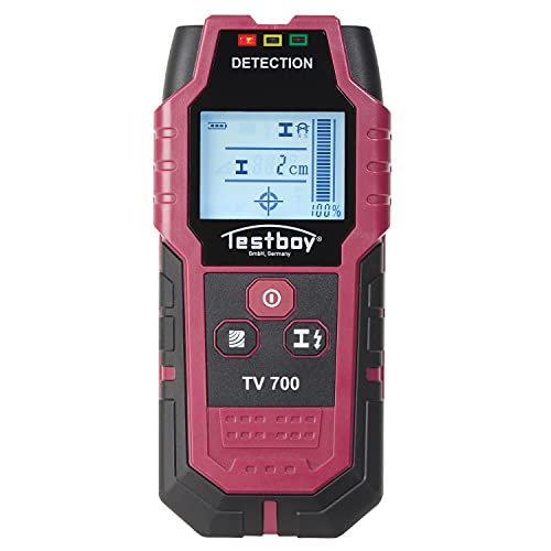 Testboy Tv 700 Scanner Digitale Per Pareti (Pratico Indicatore Semaforico, Lcd Ad Alto Contrasto Retroilluminato, Calibrazione Automatica), Rosso/Nero