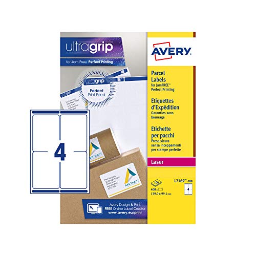 Avery L7169-100 Confezione 100 Etichette Per Printer Laser-Inkjet, 99.1 X 139
