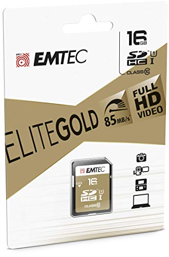 Emtec Scheda Di Memoria Sdhc 16 Gb Class10 Gold + 16 Gb Sdhc Classe 10 – Scheda Di Memoria (16 Gb, Sdhc, Classe 10, 85 Mb/S, Nero, Marrone)