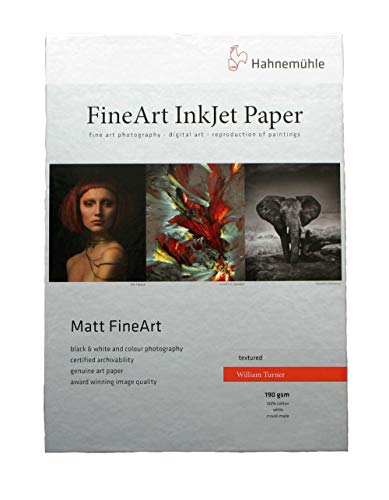 Hahnemühle Digital Fine Art William Turner - Carta Da Parati, 190 G/M², 329 X 483 Mm, Colore: Bianco
