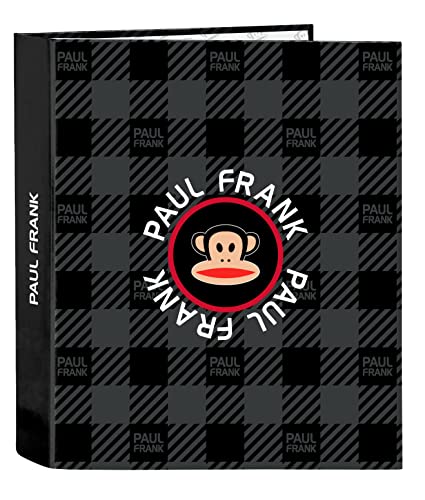 Paul Frank Campers - Raccoglitore A 4 Anelli, Ideale Per Bambini Di Diverse Età, Comodo E Versatile, Qualità E Resistenza, 27 X 6 X 33 Cm, Colore: Ner