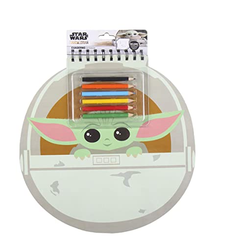 Cerdá Life'S Little Moments - Cuaderno De Dibujo Para Colorear De Baby Yoda (The Mandalorian) Incluye 6 Lápices De Colores Y 15 Pegatinas - Licencia O