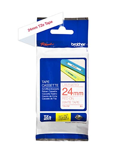 Brother Tze252 Nastro Laminato, 24 Mm, Rosso/Bianco