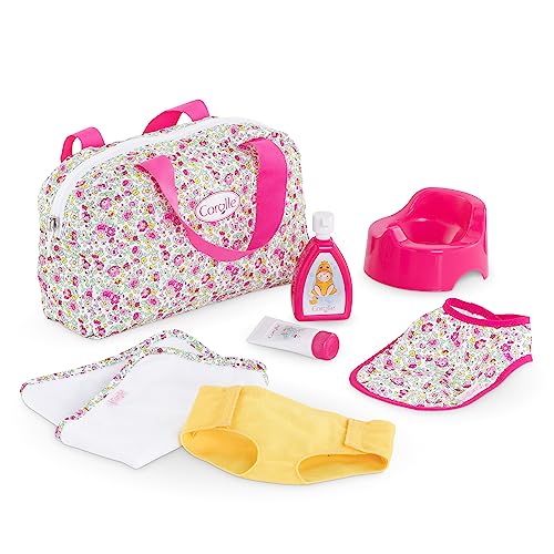 Corolle - Cofanetto Accessori Per Pannolini Floreali, 7 Accessori, Per Poupon 36 Cm, Dai 2 Anni, 9000141540