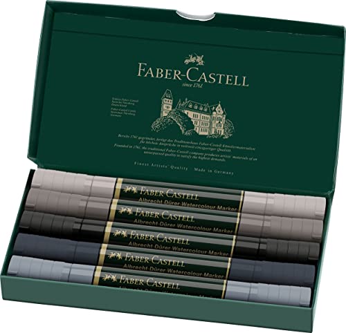 Faber-Castell 160306 Marker Acquerellabile Albrecht Dürer, Astuccio Da 5, Grigi