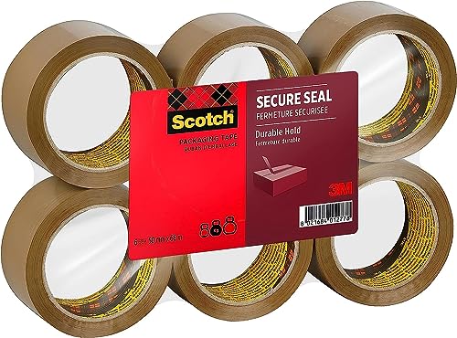 Scotch Nastro Da Imballo Per Sigillatura Sicura, Avana - 50 Mm X 66 M, 6 Rotoli/Confezione - Nastro Adesivo Di Qualità Per Chiudere Scatole, Cartoni E