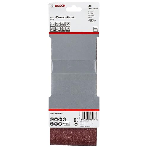 Bosch Professional 3 Pz. Set Di Nastri Abrasivi X440 Best For Wood And Paint,Per Legno E Vernice, 100 X 610 Mm, Grana 40, Accessori Per Levigatrici A