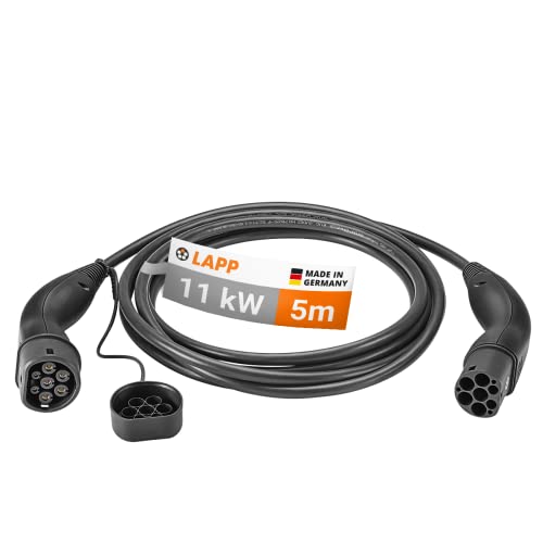Lapp Mobility Tipo 2 Cavo Di Ricarica 11 Kw/Liscio / 20 A / 3 Fasi/E-Auto Cavo Di Ricarica/Moda 3/5 M