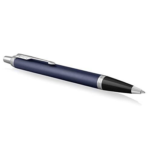 Parker 1931668 Im Penna A Sfera, Punta Media E Ricarica Di Inchiostro Blu, Matte Blue Chrome Trim