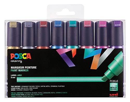 Uniball - Pennarelli Colorati Uniposca, 8 Pezzi, Colori Assortiti