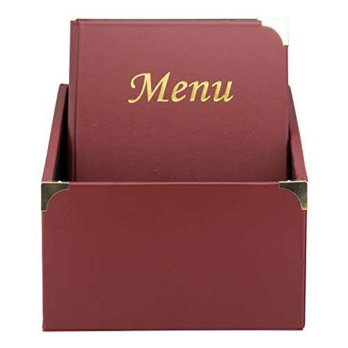 Securit Box Menu Basic - 10 Menu In Formato A4 - Bordeaux Con 10 Pagine Non Removibili - Angoli Protettivi In Metallo