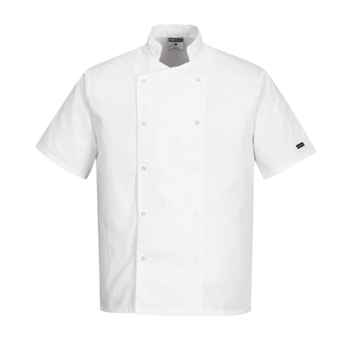 Portwest C733 Giacca Da Chef Moderna E Leggera A Maniche Corte Cumbria Bianca, Xxl