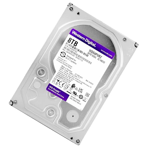 Wd Purple 8Tb Per Videosorveglianza, Hard Disk Interno Da 3.5”, Tecnologia Allframe, 180Bt/Anno, Cache Da 256 Mb, Garanzia 3 Anni