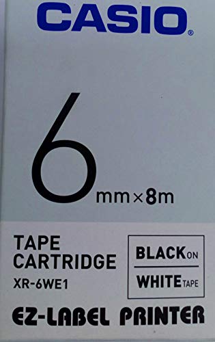 Casio Xr-6We1, 1 Rotolo Di Etichette Autoadesive (0,6 Cm X 8 M), Nero Su Bianco
