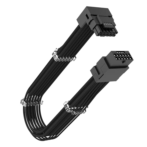 Akasa Cavo Da 90 Gradi 12Vhpwr Da 12+4 Pin A 12+4 Pin Maschio A Femmina, 16Awg, 30 Cm (Nero) Massimo 600 W, Atx 3.0 Psu, Compatibile Con Scheda Grafic