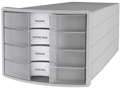 Cassettiera Han Impuls 2.0 – Design Accattivante Abbinato A Una Qualità Eccellente. Con 4 Cassetti Chiusi Per Din A4/C4, Grigio Chiaro-Traslucido, 101