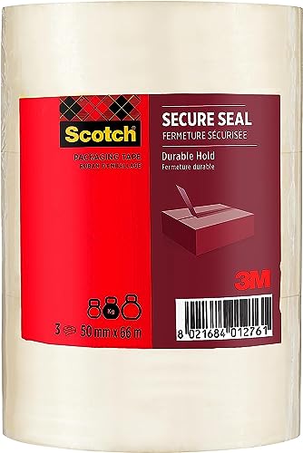 Scotch Nastro Da Imballo Secure Seal Per Sigillatura Sicura, Trasparente, 50 Mm X 66 M, 3 Rotoli/Confezione - Nastro Adesivo Di Qualità Per Chiudere S
