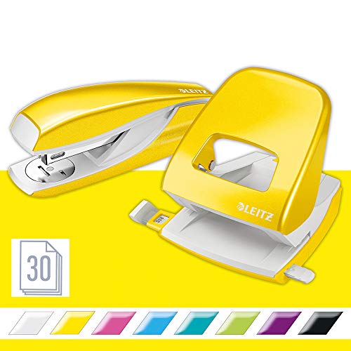 Leitz Set Con Cucitrice E Perforatore, Capacità Fino A 30 Fogli, Include Punti, Gamma Wow, 50951016, Giallo