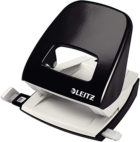 Leitz Pratica Perforatrice Da Ufficio, Capacità Fino A 30 Fogli, Nero, Metallo, Guida Di Arresto Con Barra Di Selezione Del Formato, Gamma Nexxt, 5008