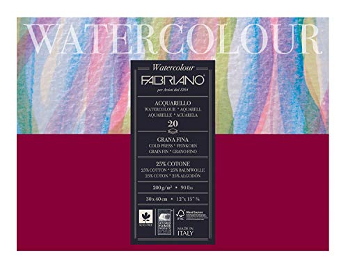 Fabriano Studio Carta Acquerello 200 G 30 X 40 Cm Bianco