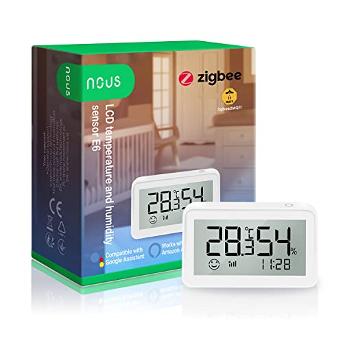 Nous E6 Sensore Di Temperatura, Termometro Intelligente Igrometro, Sensore Di Temperatura Zigbee Digitale Alexa Zigbee Tuya Vita Intelligente, Mqtt, Z