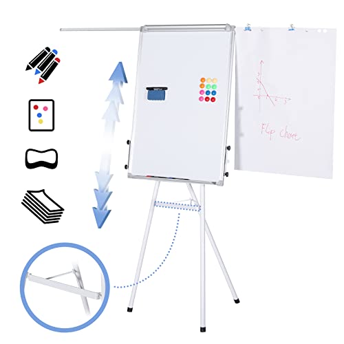 Jago® Lavagna A Fogli Mobili - Con Cavalletto, 60 X 90 Cm, Altezza Regolabile, 2 Bracci, Pennarelli, Magneti, 25 Fogli, Spugna - Lavagna Portablocco A