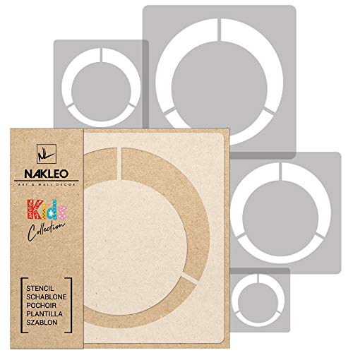 Nakleo 5 Pezzi Riutilizzabili Stencil Di Plastica - Anello Retro Cerchio Punto - 34X34Cm A 9X9Cm - Decorazioni Stanza Bambini Pittura Motivi - Mobili