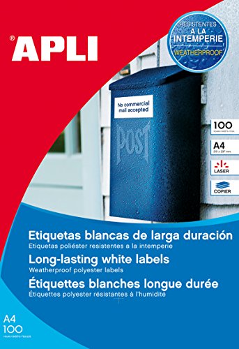 Apli 131827 Etichetta Poliestere, Bianco