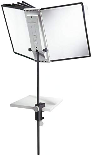 Durable 581800 Sherpa Desk Clamp 10, Leggio Da Tavolo Con Morsetto, 10 Pannelli, Formato A4, Altezza E Angolo Visivo Regolabili, 250 X 600 X 88 Mm
