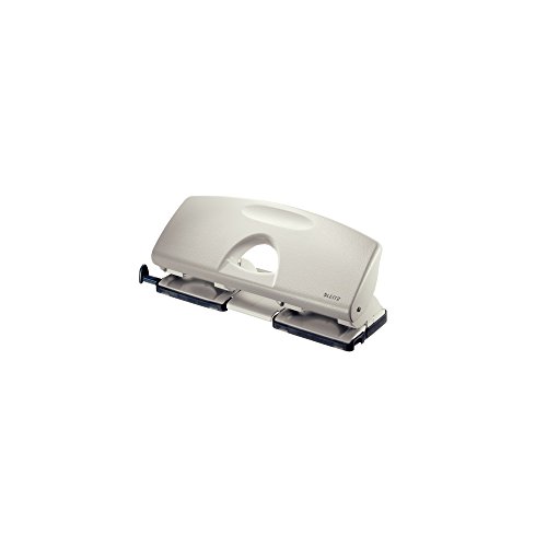 Leitz Perforatrice Da Ufficio A 4 Fori, Capacità Fino A 25 Fogli, Grigio, Metallo, Guida Di Arresto Con Barra Di Selezione Del Formato, 50120085
