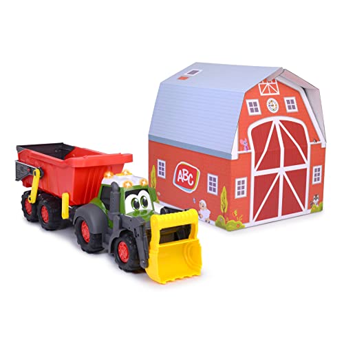 Dickie Toys Abc Trattore - Veicolo Per Neonati E Bambini A Partire Da 1 Anno Con Parti Mobili, Luce E Suono, Rimorchio Rimovibile, Pala Mobile, Giocat