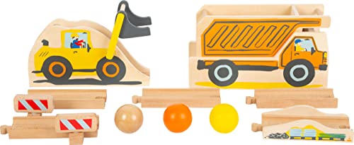 Small Foot 11382 Pista Junior Cantiere, In Legno Con Elementi Espandibili, Incl. Biglie, Per Bambini Dai 18 Mesi Toys