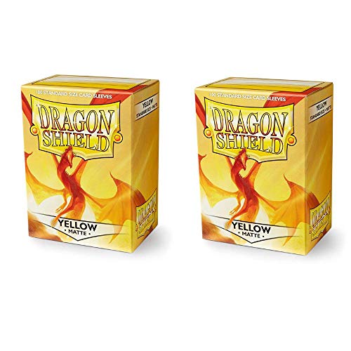 Dragon Shield Matte, Gelb / Yellow 200 Titolare Della Carta, Maniche (2 Packs, 2X100) Per Tcgs Pokemon Mtg Magic