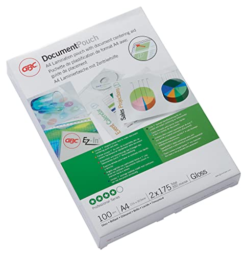 Gbc Pouch Confezione Da 100 Buste Per Plastificazione A Caldo, Con Finitura Lucida, In Formato A3, Spessore Di 2 X 175 Micron, 303 X 426 X 2 Mm, 32007