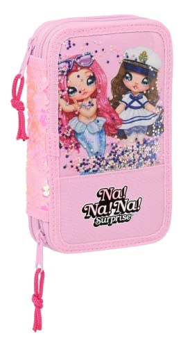 Safta- Plumier Doppio Pqño 28 Pcs Nanana Sparkles 12,5X19,5X4Cm, Multicolore, 412264854