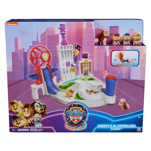 Paw Patrol: Il Film Mighty, Liberty + Junior Patrollers, Set Da Gioco Con Liberty, Micro, Nano E Mini, Con Torre Di Gioco E Catapulta Di Partenza, Gio