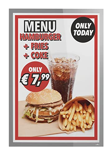 Durable Cornice Espositiva Duraframe Poster A1, Adesiva, Resistente Ai Raggi Uv, 1 Pezzo, Argento, 505523