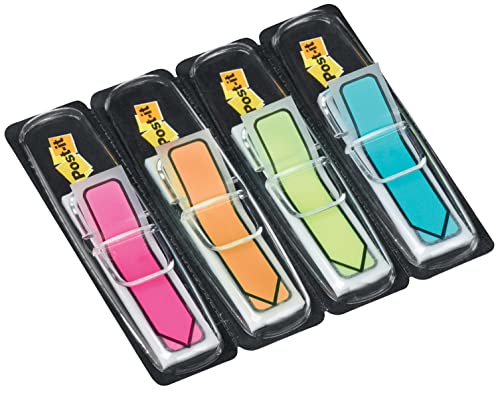 Post-It Segnapaginaindex Freccia, Blu, Arancione, Rosa E Verde, 11.9 Mm X 43.2 Mm, 24 Segnapagina/Dispenser, 4 Dispenser/Confezione