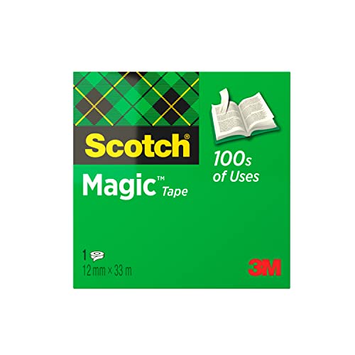 Scotch Nastro Adesivo Magic - 1 Rotolo Da 12 Mm X 33 M - Nastro Trasparente Opaco E Scrivibile Ottimo Per Casa, Ufficio E Scuola